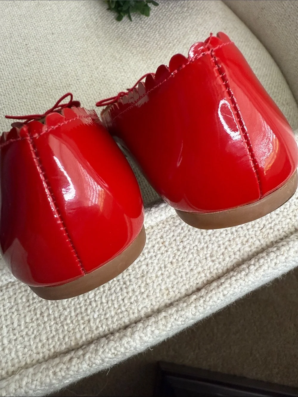 Elephantito Red Heart-Trim Patent Leather Ballet Flats Big girl size 5